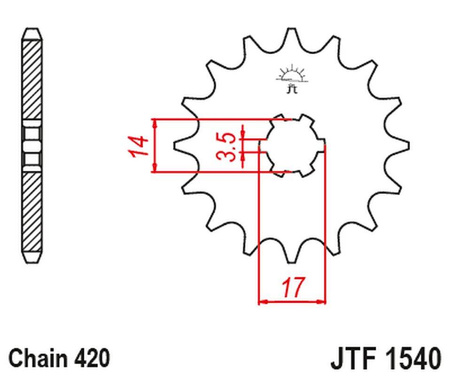 zębatka przednia 504 14 kawasaki z125 pro (br125) '17-'18 (50414jt) (łańc. 420)