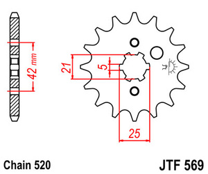 Zębatka przednia 572 16 yamaha xv 250 '89-'15, sr 250 '79-'96 (łańc. 520) - patrz 56916(jtf569.16)