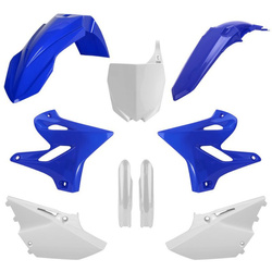 KOMPLET PLASTIKÓW (FULL KIT) YAMAHA YZ 125/250 '15-'20 W ZESTAWIE TABLICA PRZEDNIA (8678400001) I OSŁONY AMORTYZARORÓW (8352000001) KOLOR NIEBIESKI BIAŁY OEM