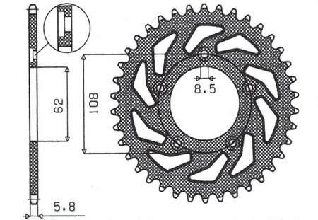 Zębatka tylna 714 40 aprilia rs 125 '93-'05, tuareg wind 125 '89-'00 (jtr701.40) (łańc. 520) (71440jt)