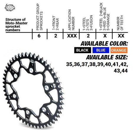 Zębatka tylna aluminiowa t7075 (ergal) 4644 42 (464442)  ktm sx 50/sx 50 mini '02- , sx-e5 e-bike '19-, gasgas mc 50 mc-e e-bike 21-, husqva