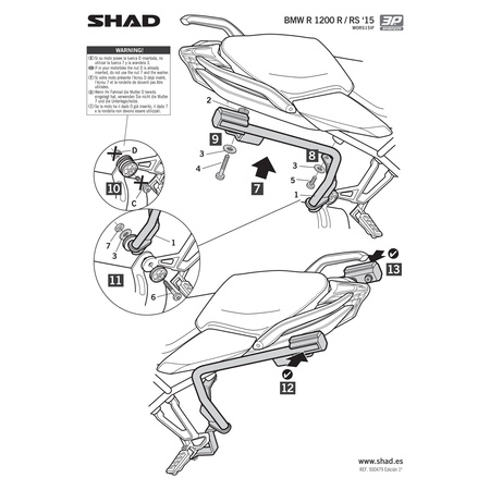Stelaż do kufrów bocznych Shad 3P do BMW R1200