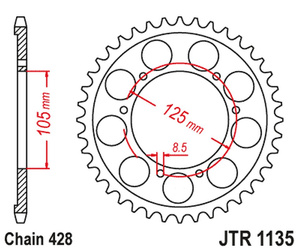 Zębatka tylna aprilia rx 125 e4 '18-19 (jtr1135.62)* (łańc. 428)