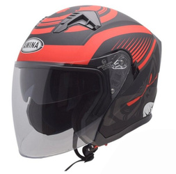 Kask otwarty na skuter quad motocykla czarny-czerwony mat