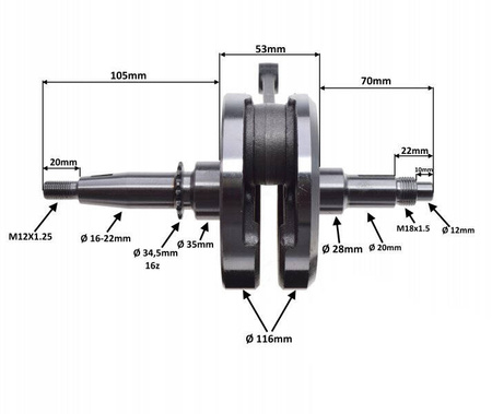 Wał korbowy motocyklowy Suzuki GN 125 silnik 200