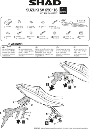 Stelaż kufra tylnego Shad do Suzuki SV 650 SV 650X 2016