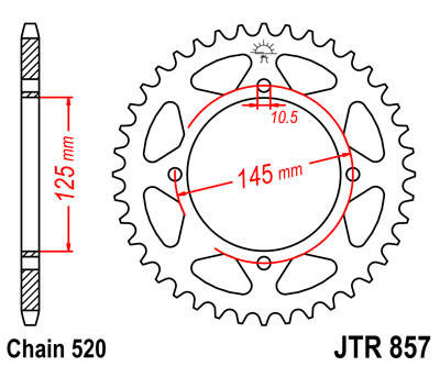 Zębatka tylna 857 37 yamaha xt 600 '83-94 (jtr857.37) (łańc. 520) - patrz 458837jt