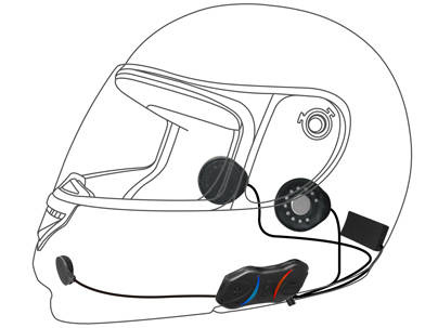 Interkom motocyklowy smh10r bluetooth 3.0 do 900m racing z uniwersalnym zestawem mikrofonów ( 2 zestawy ) (el)