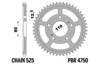 ZĘBATKA TYLNA 4750 42 HONDA CRF 1000 / 1100 L AFRICA TWIN / ADVENTURE SPORT '16-'23 (475042JTZBK) (ŁAŃC. 525) KOLOR CZARNY (MADE IN ITALY)