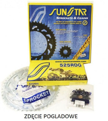 ZESTAW NAPĘDOWY BMW S1000 RR 1000 '12-'15, S 1000RR ABS '14-'18 PLUS ZŁOTY (17/45/118) (DO 1100XW RING) (SUN43217/SUN1-4467-45/SS525RRR1-118G) - ZASTĘPUJE K525RTG102 - MADE IN JAPAN - OFERTA SPECJALNA