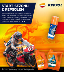 REPSOL OLEJ SILNIKOWY 4T SMARTER SPORT 10W40 1L MA2 PÓŁSYNTETYCZNY + REPSOL SMAR DO ŁAŃCUCHA QUALIFIER CHAIN 400ML - 1SZT