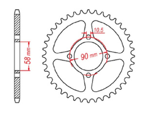 ZĘBATKA TYLNA 4669 45 HONDA CBR 125 '11-17, CB 125F (GLR125) '15-'17 (JTR1221.45) (ŁAŃC. 428) ( OTWÓR NA ŚRUBĘ 10,5MM )