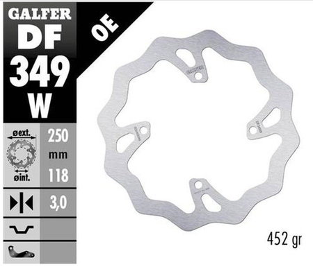 Tarcza hamulcowa przód suzuki rm 250z/450z '06-'18 rmx 450z '10-'17 wave (250x118x3mm)