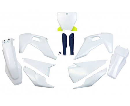 Komplet Plastików (Full Kit) Z Osłonami Teleskopów (Amortyzatorów) Husqvarna Tc 125/250 '19-'22, Fc 250/350/450 '19-'22 Kolor Oem '22 (Biały)