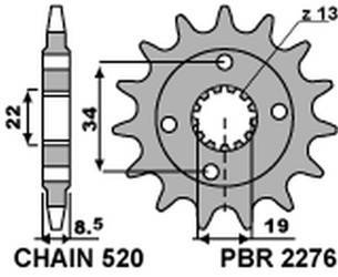 Zębatka przednia 2276 14 ktm 390 duke '13-'18, 390 rc '14-'18 (jtf1908.14) (łańc. 520) (227614jt)