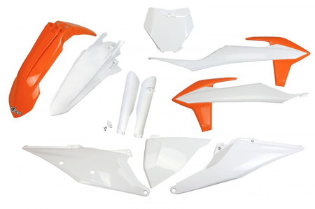 Komplet Plastików (Full Kit) Z Osłonami Teleskopów (Amortyzatorów) Ktm Sx 125/150/250 '19-'22, Sxf (Sx-F) 250/350/450 '19-'22 Kolor Oem (Pomarańczowy/Biały) (Kt522e999)