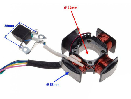 Stator iskrownik 4 cewki 5 przewodów motocykl Romet Zetka