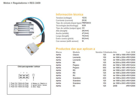 Dze regulator napięcia aprilia pegaso 600/650 90-95, rs125 95-09 (20a), leonardo, scarabeo (esr087)