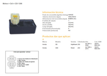 Dze moduł zapłonu cdi honda cb250 nighthawk 91-08, cmx250 rebel 96-14