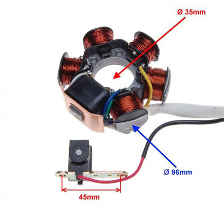 Stator iskrownik 6 cewek do Piaggio Zip 2T NRG Gilera Stalker Runner 50