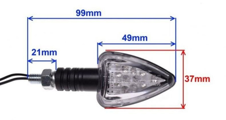 Kierunkowskaz para czarny stożek białe szkło Led