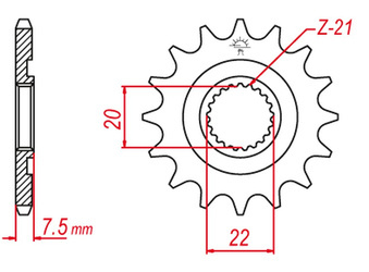 Zębatka przednia 2120 14 honda cr 125r '04-'07 (+1) , crf 250r '04-'17 (+1), crf 250x '04-'17 (jtf1323.14)