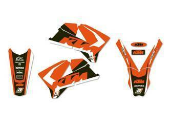 Komplet naklejek (oklein) + pokrowiec/poszycie na siedzenie ktm sx/sxf '05-'06, dream 4 kolor pomarańczowy/czarny
