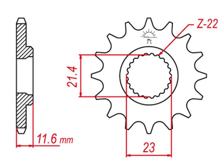 Zębatka przednia 2051 13 yamaha tt-r250 usa '99-'06, ttr 250 '96-'05 (-1), yfm 250r '08-'11 (-1)