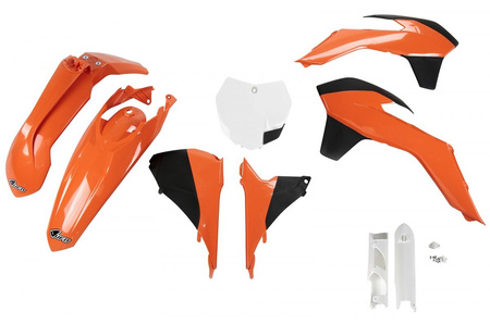 Komplet Plastików (Full Kit) Z Osłonami Teleskopów (Amortyzatorów) Ktm Sx/Sxf '13-'15, Sx 250 '16, Kolor Oem '13-'14 (Pomarańczowy/Czarny/Biały) (Kt515e999)