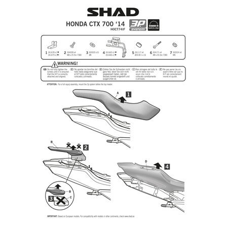 Stelaż do kufrów bocznych Shad 3P do Honda CTX 700-N