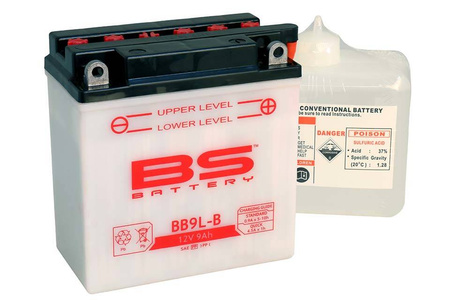 Bs akumulator bb9l-b (yb9l-b) (12n9-3b) 12v 9ah 135x75x139 obsługowy - elektrolit osobno (115a) (6) ue2019/1148