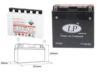 Landport akumulator yt14b-bs 12v 12ah 150x69x145 bezobsługowy - elektrolit osobno (4) ue2019/1148(190a)