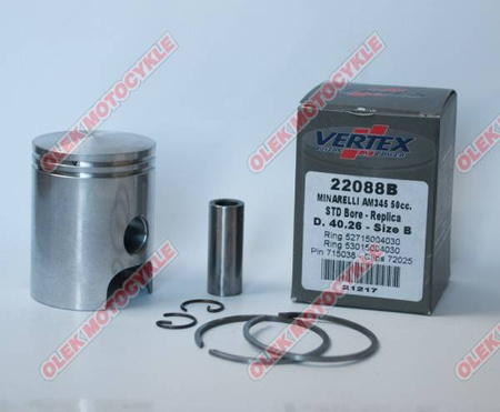 Vertex tłok minarelli am6, aprilia, yamaha (40,26mm) replica nicasil (28,00/2,00/12,00) (pierścienie 53015004030 x 1, 52715004030 x 1)