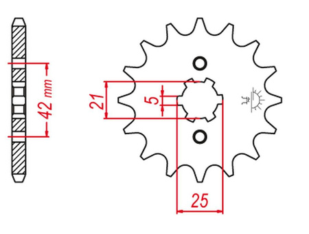 Zębatka przednia 569 12 yamaha yfa125 breeze, yfm 125 grizzly '04-'12, yz 250 '77-'98, kawasaki kx 250 '87-'98 (jtf569.12)