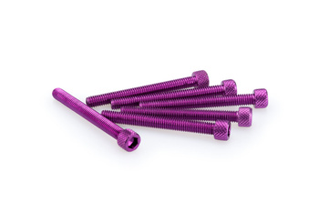 Śruby Z Anodyzowanego Aluminium Blister 6 Śrub Imbusowych M6x55mm Fioletowe