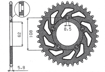 Zębatka tylna 714 40 aprilia rs 125 '93-'05, tuareg wind 125 '89-'00 (jtr701.40) (łańc. 520) (71440jt)