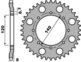 Zębatka tylna 506 44 c45 kawasaki klr 600 '84-'90 (jtr477.44) (łańc. 520) (std.+1)