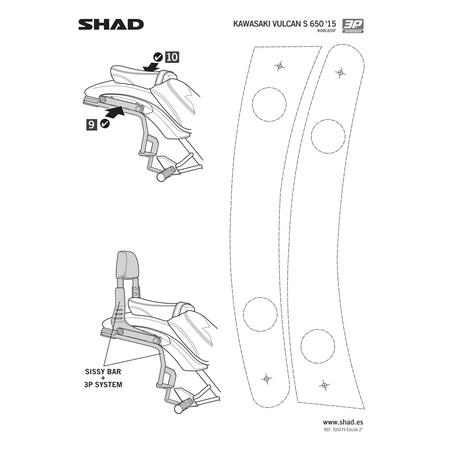 Stelaż do kufrów bocznych Shad 3P do Kawasaki Vulcan S