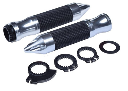 Manetki motocyklowe srebrne CNC kierownica 22mm