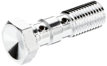 Śruba hydrauliczna do przewodów hamulcowych m10x1,25 podwójna kolor stalowy (chrom) (promocja)