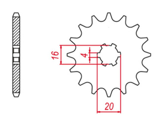 Zębatka przednia 416 15 suzuki rm 80 '97-'01 (+2), rm 85 '02-'18 (+2), yamaha yz 80 '81-'01 (+2) (jtf416.15)