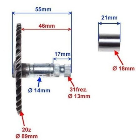 Półksiężyc wałek rozrusznika 20Z skuter 4T 139Qmb 46,0 mm