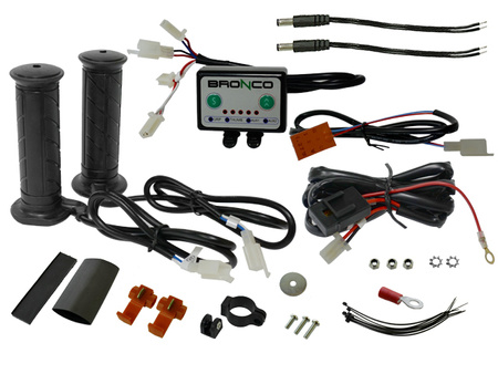 Manetki podgrzewane atv + podgrzewacz kciuka - srebrny sterownik z oddzielną regulacją temperatury manetek i kciuka (el)