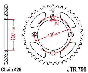 Zębatka tylna 798 48 suzuki rm 80/85 '83-20, yamaha yz 85 '02-20 (79848jt) (łańc. 428) kolor czarny