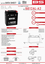 Bs akumulator bb12al-a2 (fa) (yb12al-a2) 12v 12ah 135x81x161 bezobsługowy - zalany (140a) (5)