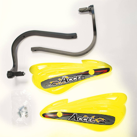 Osłony rąk (handbary) z mocowaniem aluminiowym atv (22+28mm) (alu-czarny, plastik-żółty)