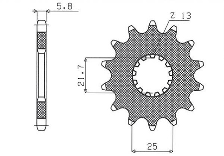 Zębatka przednia 565 13 / 2141 13 kawasaki kxf 450 '06-, yamaha yzf/wrf 400/426/450 (jtf565.13) (łańc. 520) (56513jt)yfz 450 '04-'13
