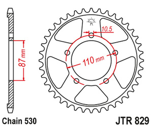 Zębatka tylna 824 45 suzuki gsx 600f '92-97, gsx 750f '99-06, gsxr 750 '88-90 (82445jt) (łańc. 530) kolor czarny