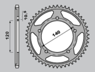 Zębatka tylna utwardzana 4398 42 c45 suzuki gsxr 750 (00-05), gsr750 '11-'14 (2061-42)