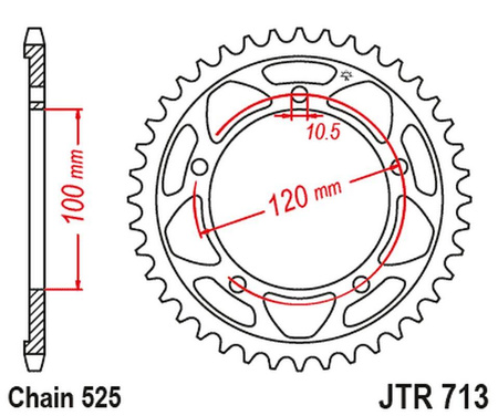 Zębatka tylna 4447 42 aprilia tuono 1000/1100 12-17 (444742jt) (łańc.525)